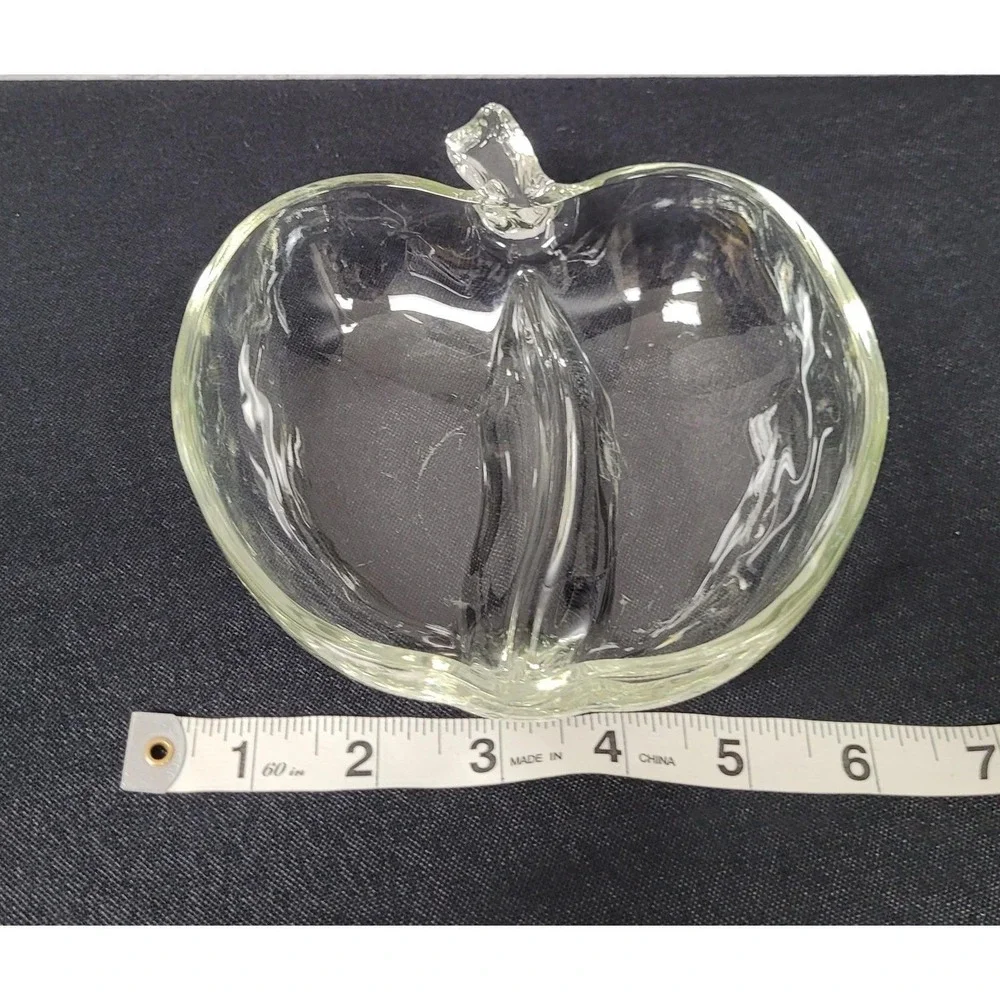 Glass Hazel Atlas Orchard Apple-shaped Divided Relish Dish Clear Glass